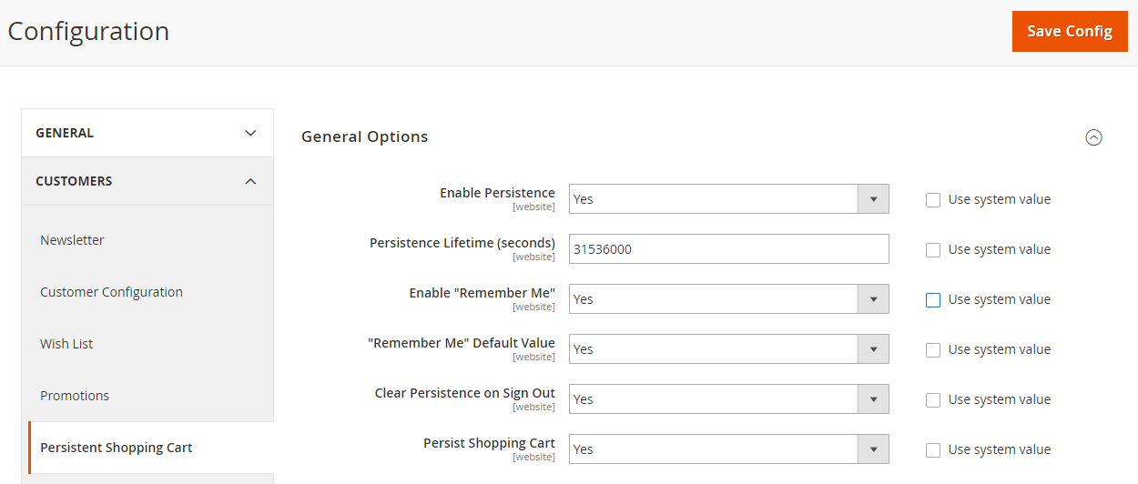 Magento 2 How to Enable Persistent Shopping Cart?
