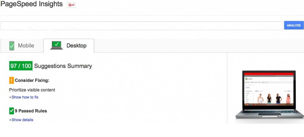 Page Insights Magento stores